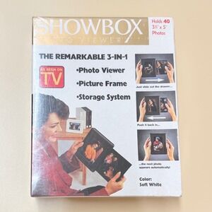 Vintage Showbox Photo Viewer 3-in-1 Frame Storage 3.5x5 Soft White 1994 Sealed